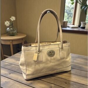 Vintage Coach Leather Madeline Bag Yellow Turn Lock Satchel Purse 11554